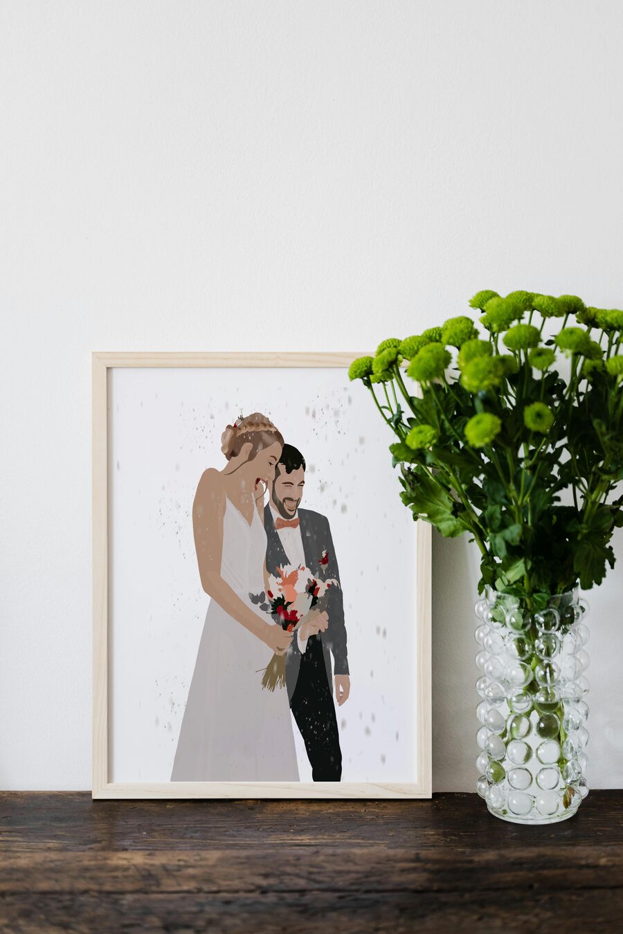 Portrait de couple illustré en couleurs